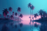 summer palm tree colorful background Generative AI