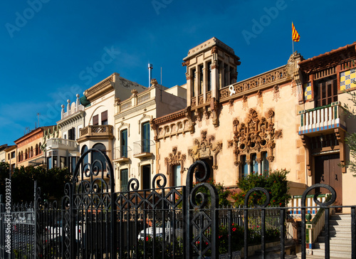 View of the picturesque houses in city Vilassar de mar. Spain photo