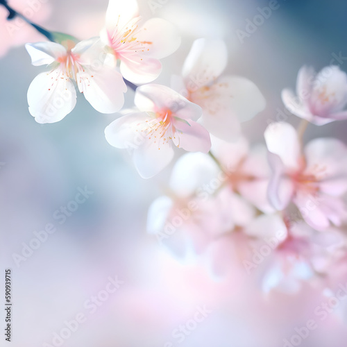Cherry blossom branch created with Generative AI technology