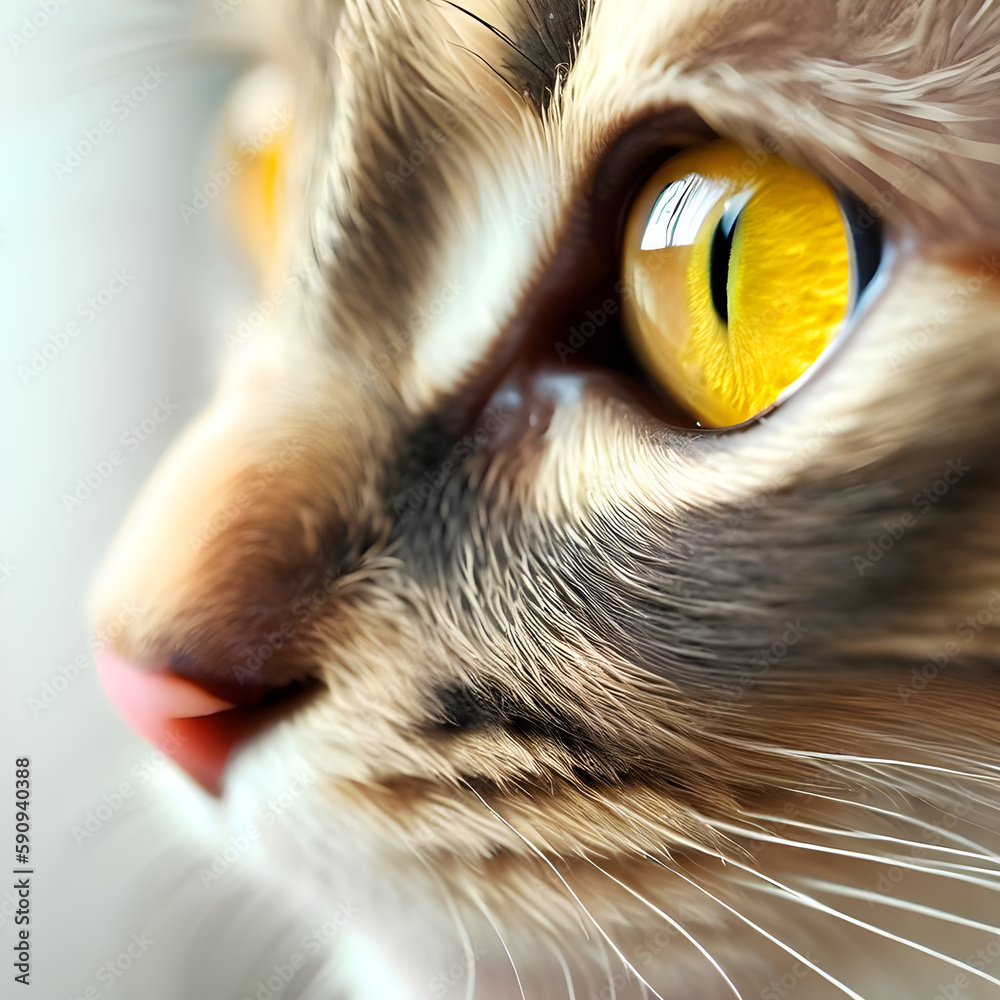 Close up of a yellow-eyed kitten created with Generative AI technology