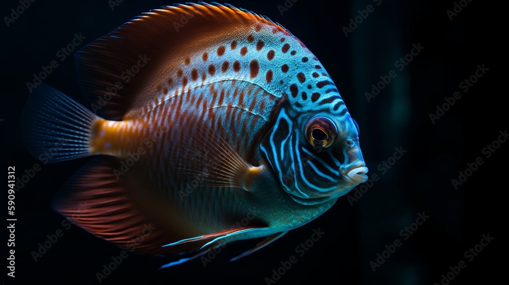 Fototapeta premium Blue Discus: A Captivating Aquatic Beauty
