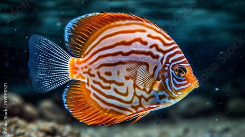 Majestic Discus Fish in Crystal Clear Waters
