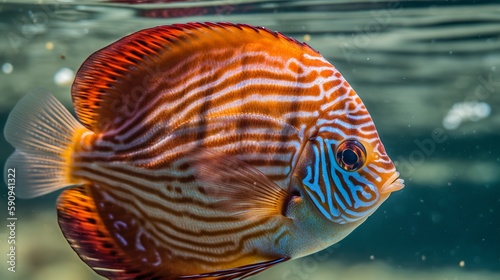 Majestic Discus Fish in Crystal Clear Waters
