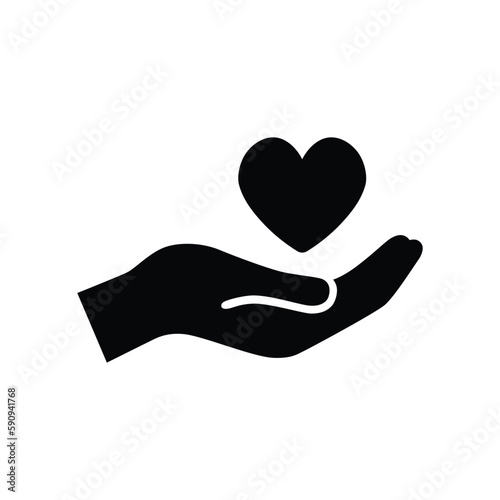 hand with heart black heart love