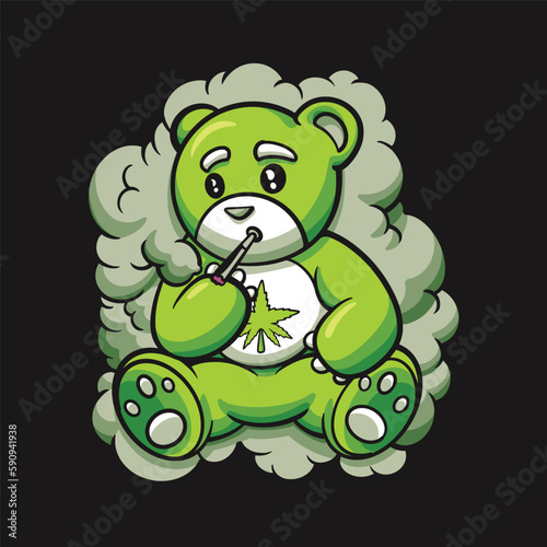 Bear doll Smoking weed marijuana Cartoon
