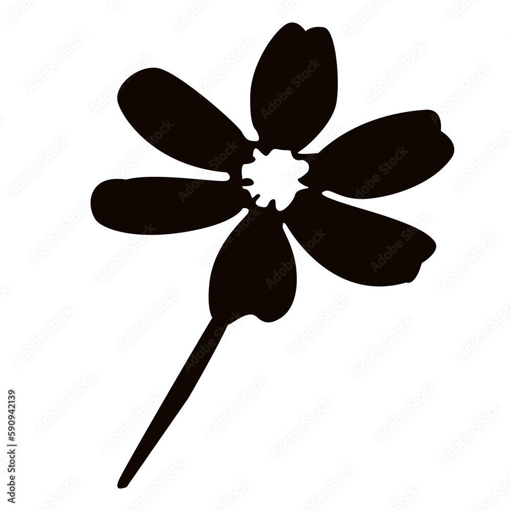 Black flower silhouette. Flower silhouette illustration on transparent background. Black flower silhouette. Flower silhouette illustration on transparent background.