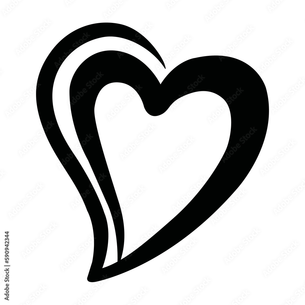 Black and white heart illustration. Heart silhouette clipart. Black and white heart illustration. Heart silhouette clipart.
