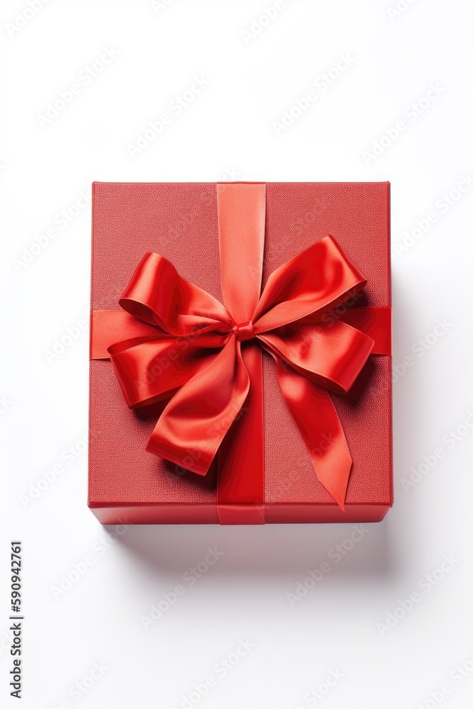 Top view gift box with isolated white background. Generative AI Top view gift box with isolated white background. Generative AI