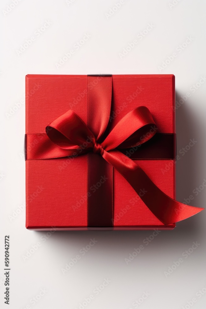 Top view gift box with isolated white background. Generative AI Top view gift box with isolated white background. Generative AI