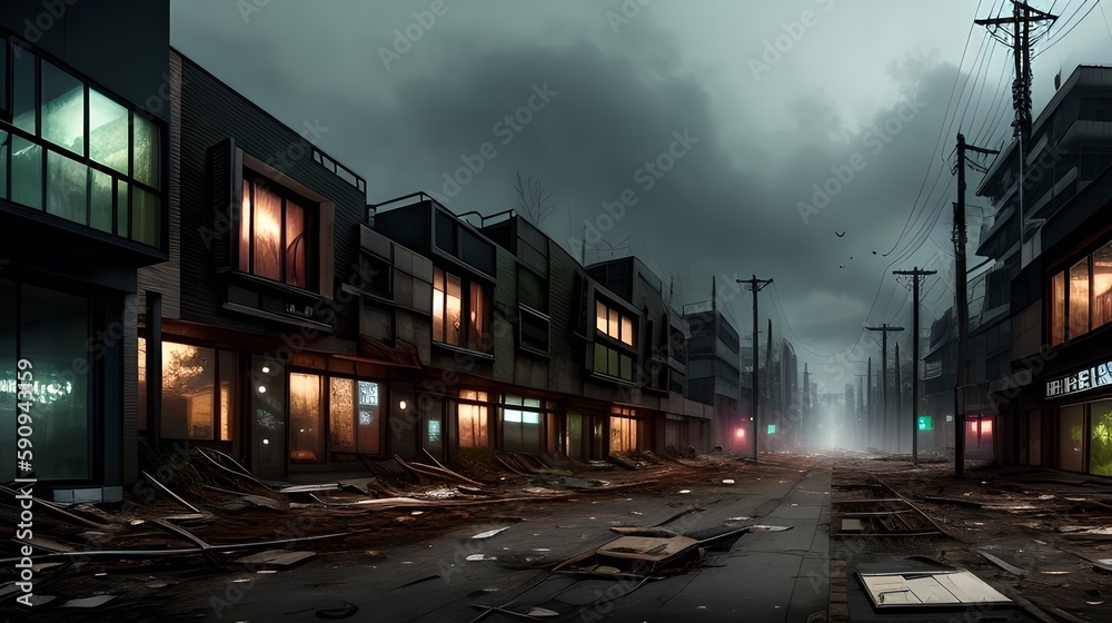 Post apocalyptic city, generative ai
