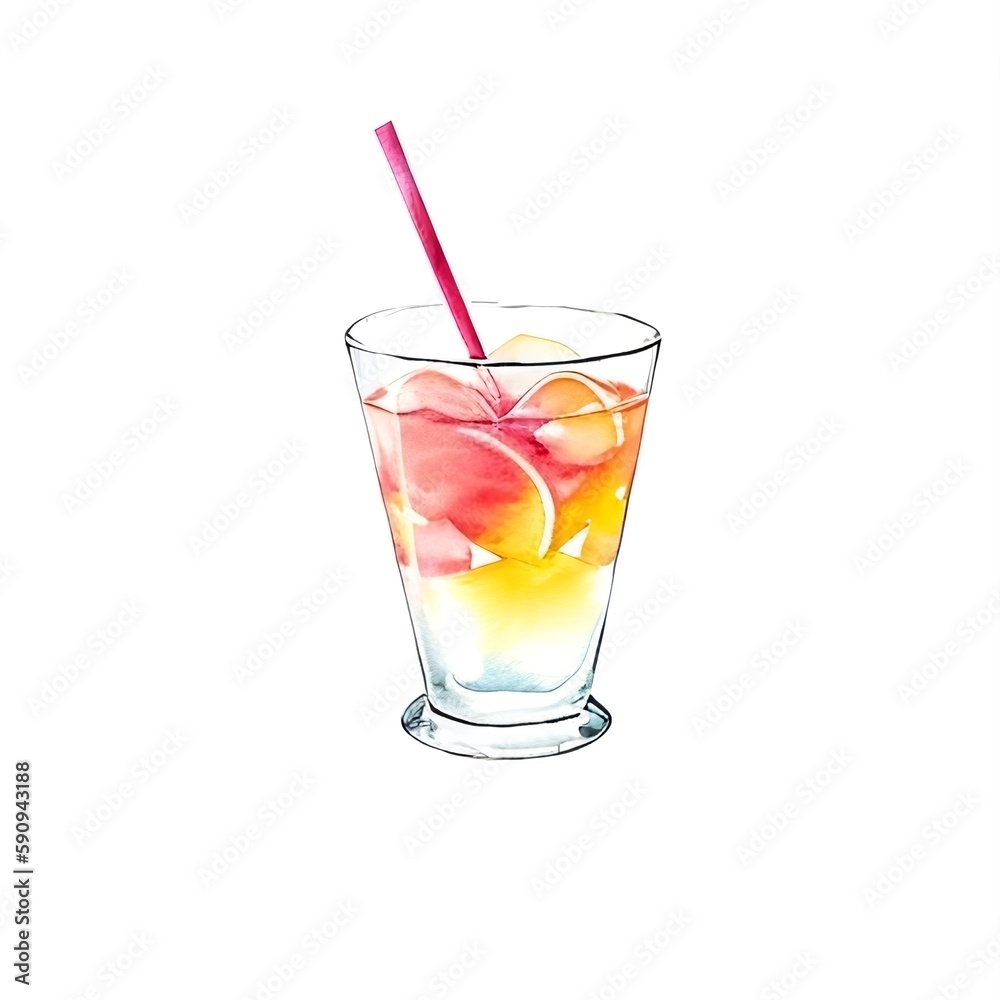 Watercolor ice tea isolated, generative ai Watercolor ice tea isolated, generative ai