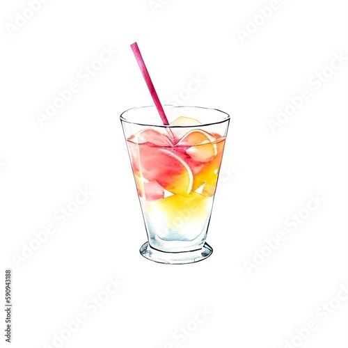 Watercolor ice tea isolated, generative ai