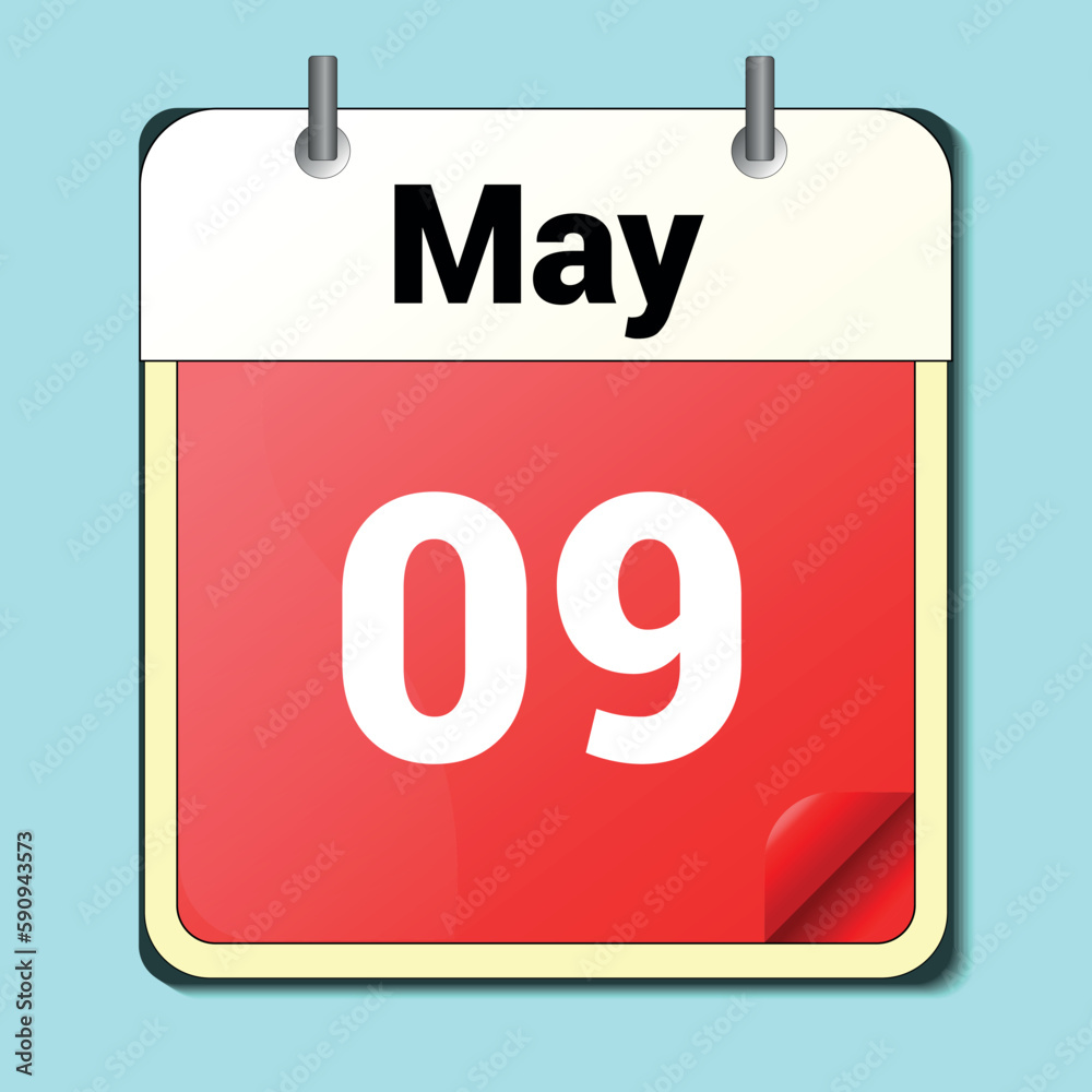 calendar vector drawing, date May 09 on the page calendar vector drawing, date May 09 on the page