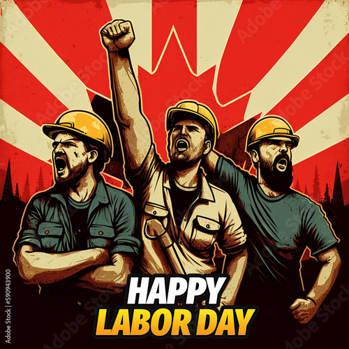 A poster for the labor day celebration with a man in a shirt saying happy labor day, ai generate