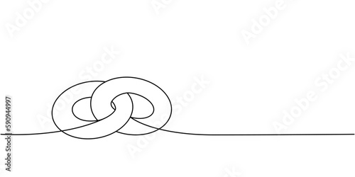 Pretzel ciabatta one line continuous drawing. Bakery pastry products continuous one line illustration. Vector minimalist linear illustration.