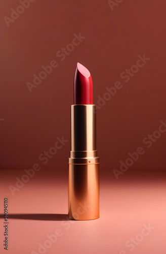 Red lipstick on a flat background