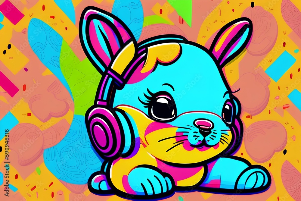 Fototapeta premium easter bunny with easter eggs- Generate AI