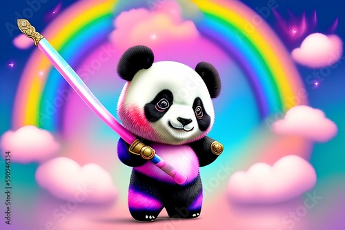 Panda with a rainbow - Generate AI
