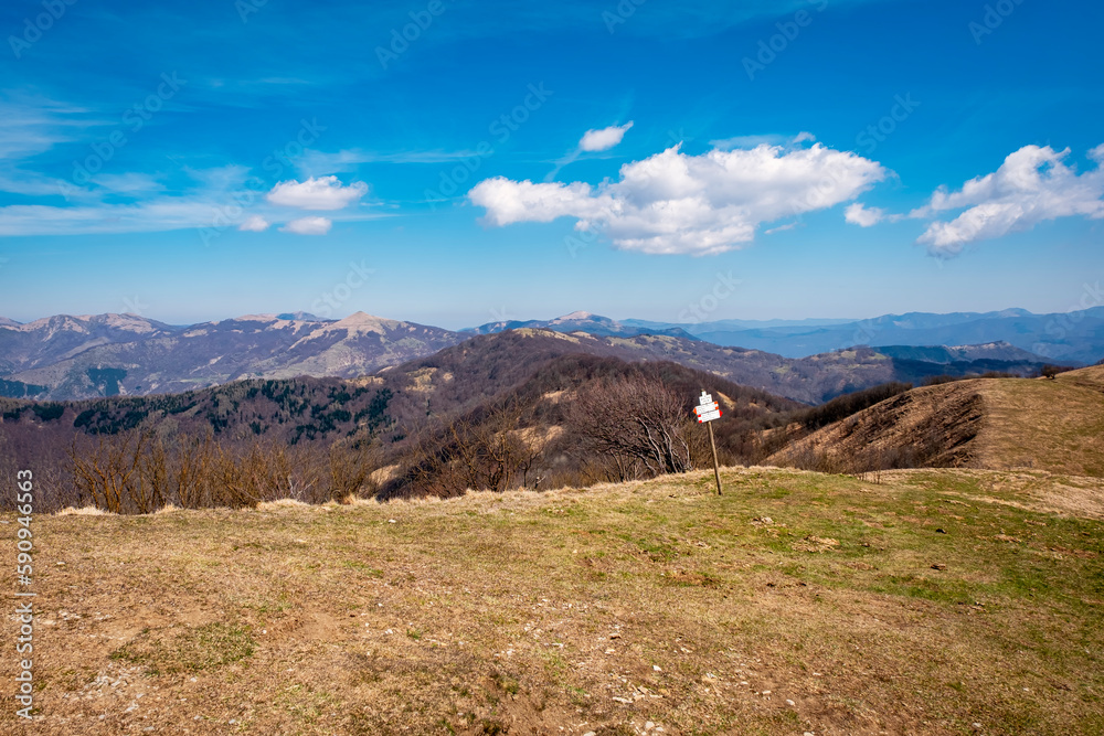 The path to the top of Monte Antola; it is a small peak on the border between Piedmont and Liguria (Northern Italy), and is a renowned trekking destination.