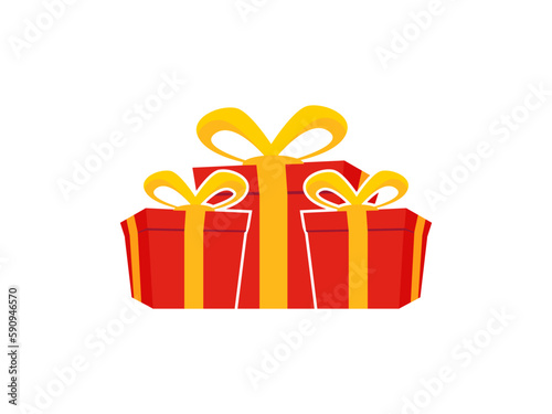 surprise red gift box, birthday celebration, special give away package, loyalty program reward, vector icon illustration