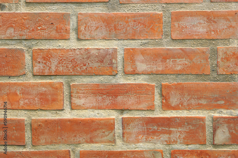 Obraz premium Brown block brick wall background, building wall