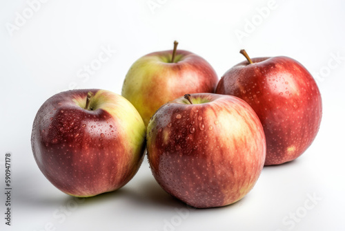 Red Apples, Multiple apples on white background, Apples, generative ai, Fresh tasty fruit