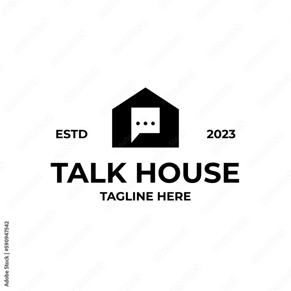 Vector talk or chat house logo design concept illustration idea