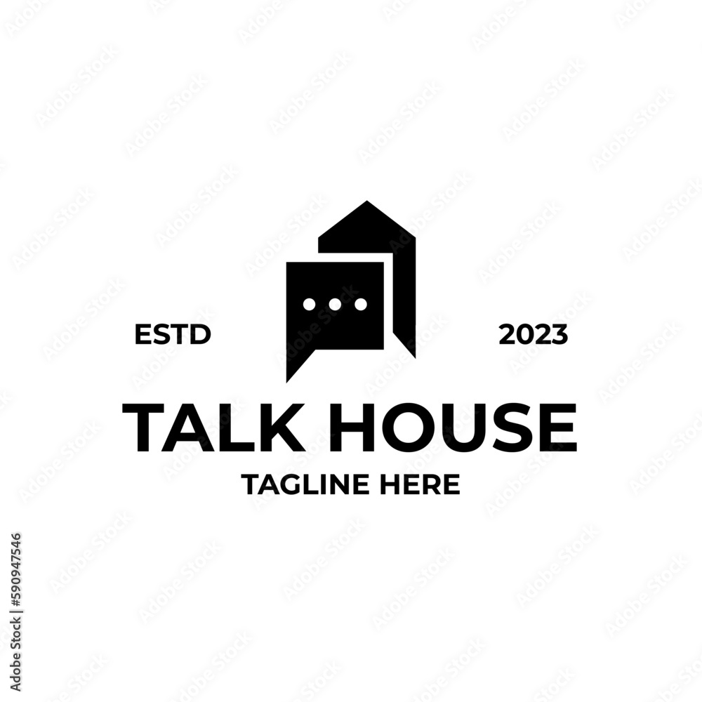 Fototapeta premium Vector talk or chat house logo design concept illustration idea