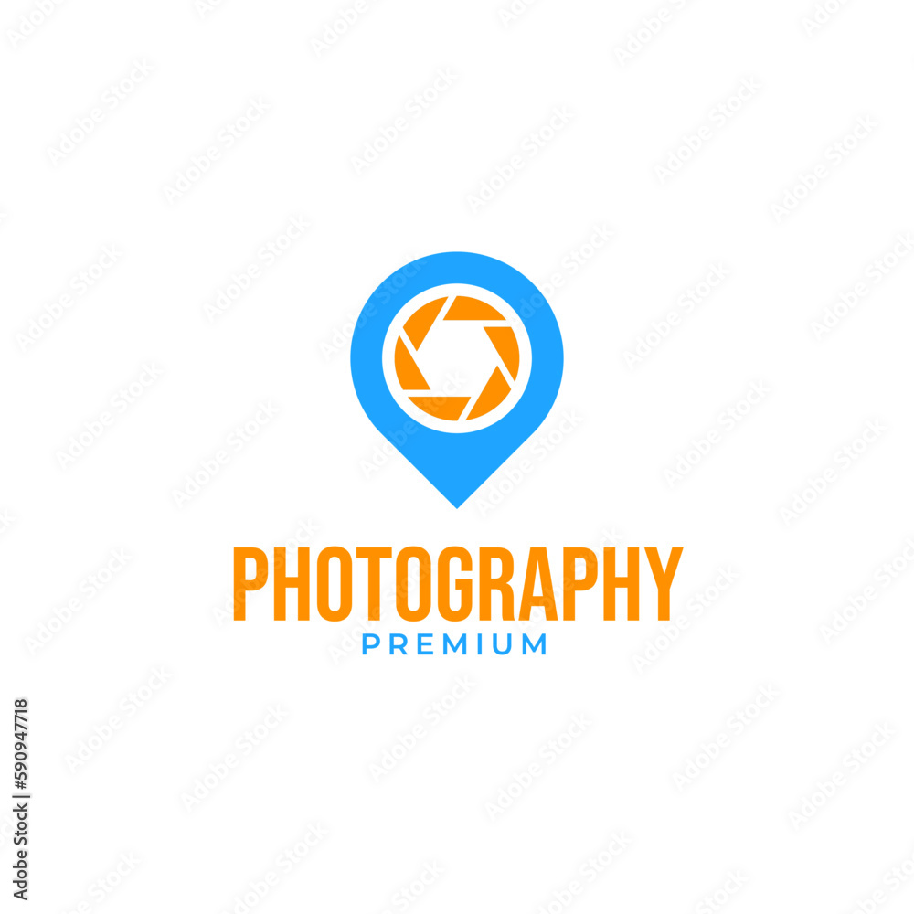 Vector pin photo camera logo design concept illustration idea