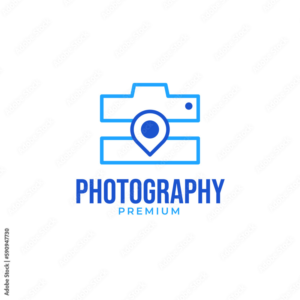 Vector pin photo camera logo design concept illustration idea