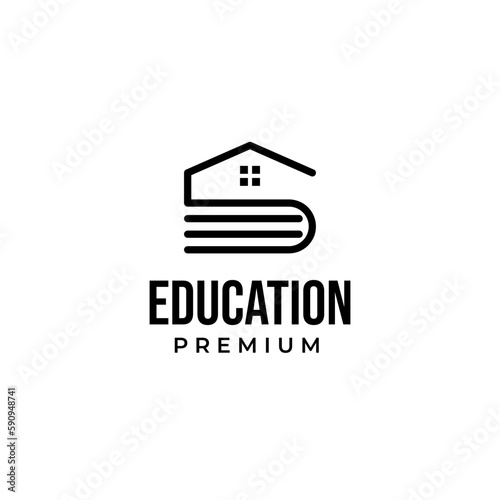 Vector book with house logo design concept illustration idea