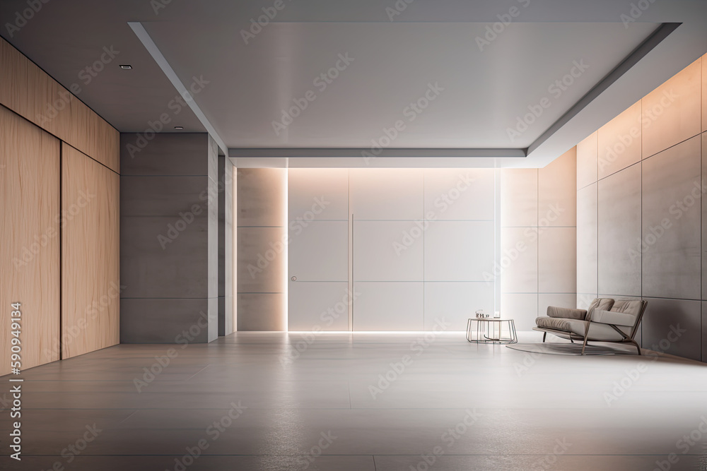 Fototapeta premium Minimalistic Vibes: A Generative AI Illustration of an Empty Room