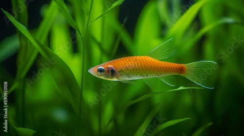 Mesmerizing Swordtail Fish Amongst Aquatic Foliage