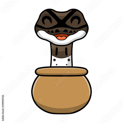 Cute oreo pied ball python cartoon inside the sack