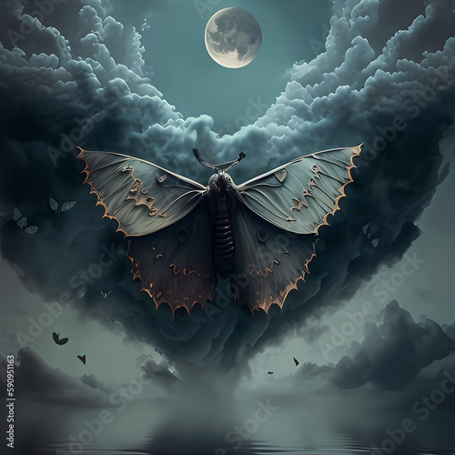butterfly in the moonlight , generative ai