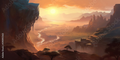 Fantastic and spectacular canyon scenery, illustrations, AI generated © Graphinate