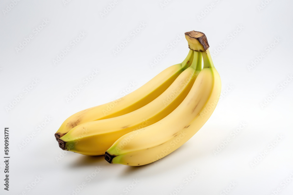 Banana on a white isolated background, Ripe Banana bunch, generative ai, Fresh tasty fruit