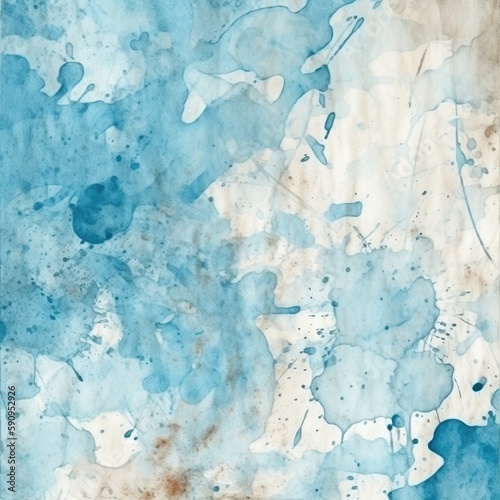 Light blue colored aged abstract paper background, AI generative grunge texture