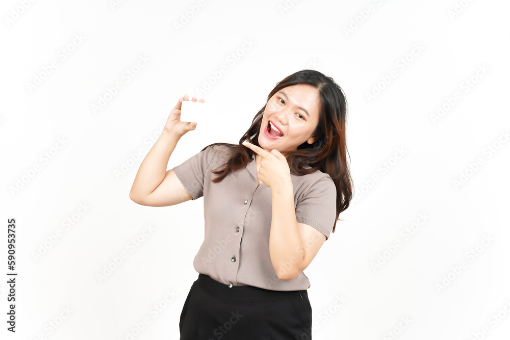 Holding and Showing Blank Credit Card Of Beautiful Asian Woman Isolated On White Background Holding and Showing Blank Credit Card Of Beautiful Asian Woman Isolated On White Background