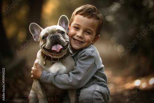 Happy boy and his dog