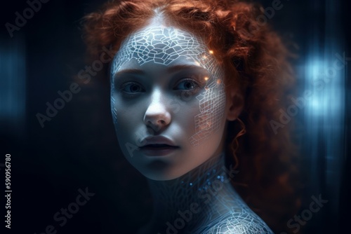 Very beautiful young red-haired woman. AI generated, human enhanced.