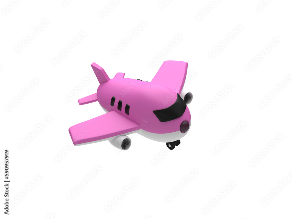 Obraz premium Preparations for a happy journey away. Airplane, ticket, luggage bag, passport, etc. 3d rendering