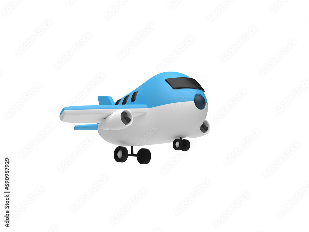 Preparations for a happy journey away. Airplane, ticket,
luggage bag, passport, etc. 3d rendering
