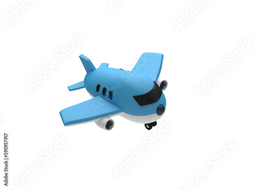 Preparations for a happy journey away. Airplane, ticket, luggage bag, passport, etc. 3d rendering