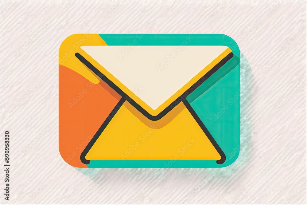 an envelope icon with a modern long shadow effect. Generative AI an envelope icon with a modern long shadow effect. Generative AI