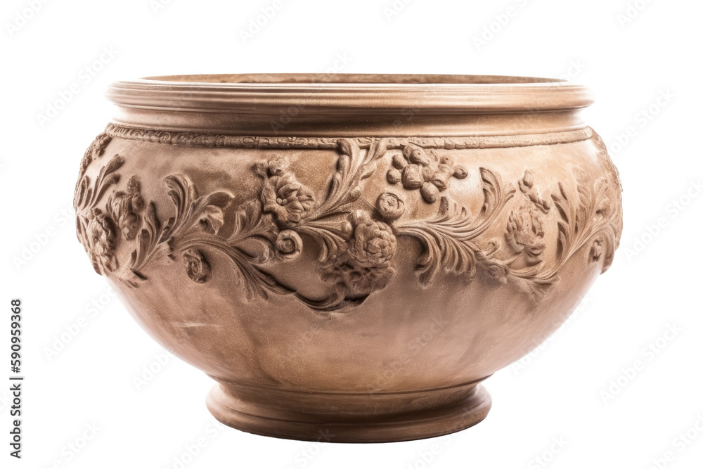 shallow pot isolated on transparent background, generative ai shallow pot isolated on transparent background, generative ai