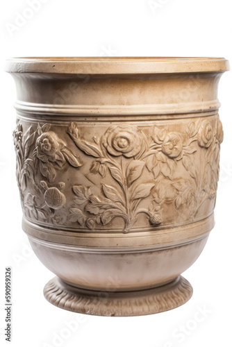antique ceramic pot isolated on transparent background, generative ai