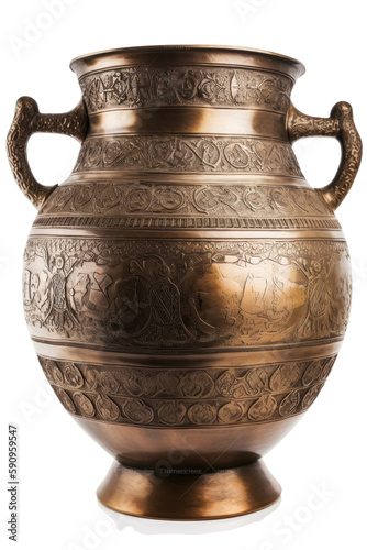 antique copper jug isolated on transparent background, generative ai