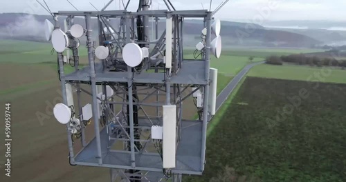 Telecommunications network support facilities. 4K clips of Cellular tower.