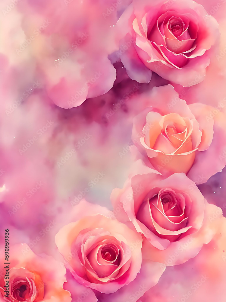 Rose flower watercolor with copy space. Generative ai Rose flower watercolor with copy space. Generative ai